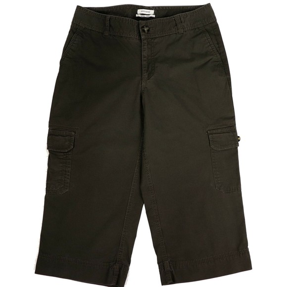 Dockers Womens Cargo Capri Pants 6 Mid Rise Curvy Dark Olive Stretch Twill EUC - Picture 1 of 6